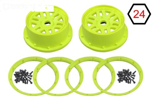 LOS45024 Velgen Neon geel Ø120-B70 mm, set