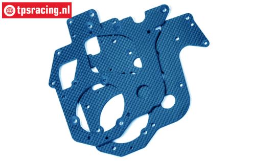 PROM057B PROMOTO Koolstof chassisplaten blauw, set