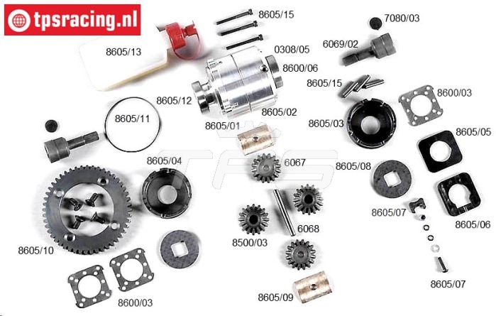 FG8605 Alu-Differentieel 2WD FG Powerlock, Set.