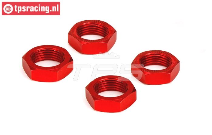 LOS252013 LOSI Alu-Wielmoer Rood 24 mm, 4 st.