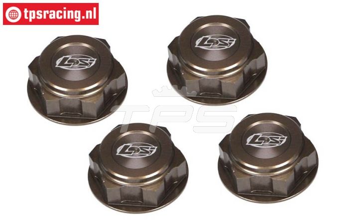 LOSB3228 LOSI alu-Wielmoer dicht zwart 25 mm, 4 st.