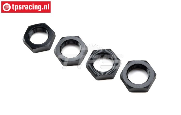 LOS-3677 LOSI 5IVE-T Aluminium Wielmoer zwart, 4 st.