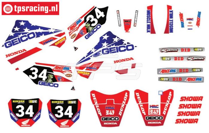 CS0980/58 PROMOTO stickers Honda GEICO USA, set