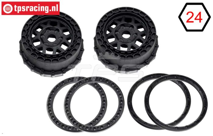 PRO287803 LOSI 5IVE-TE 3.0 velgen zwart, set