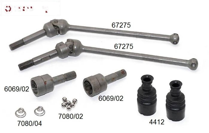 FG68431 Kardan as voor-as 1/6 4WD M8, Set