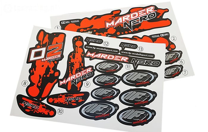 FG6158 Stickers Marder Nero Buggy Rood, Set