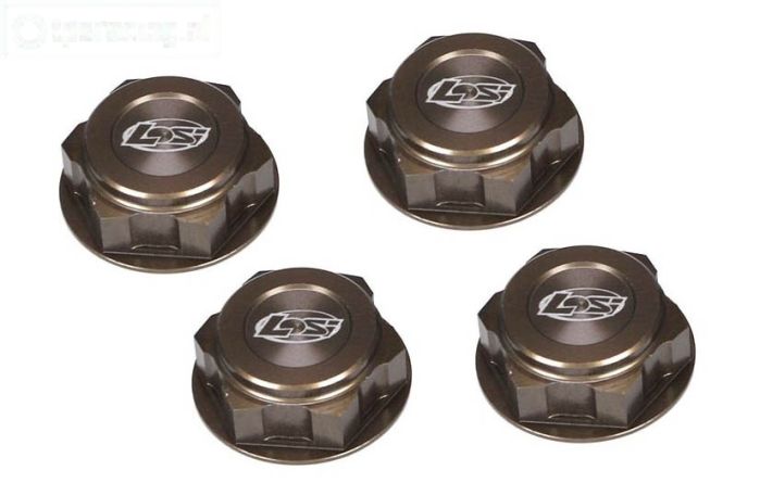 LOSB3228 LOSI alu-Wielmoer dicht zwart 25 mm, 4 st.
