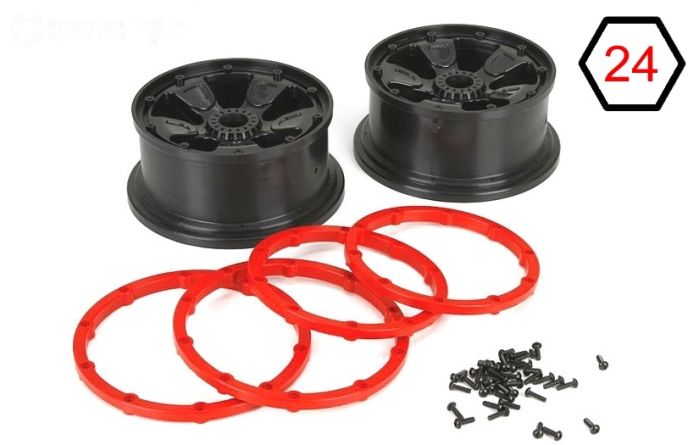 LOS45005 Velgen Zwart-Rood Ø120-B60 mm, Set