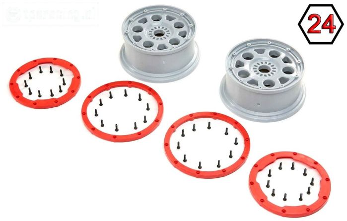 LOS45033 Velgen Grijs/Rood Ø120-B70 mm, Set
