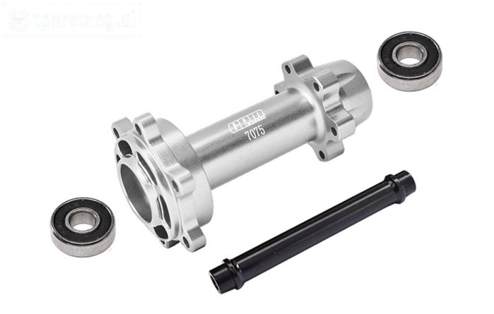 MX007-S PROMOTO Alu wiel as achter Zilver, set