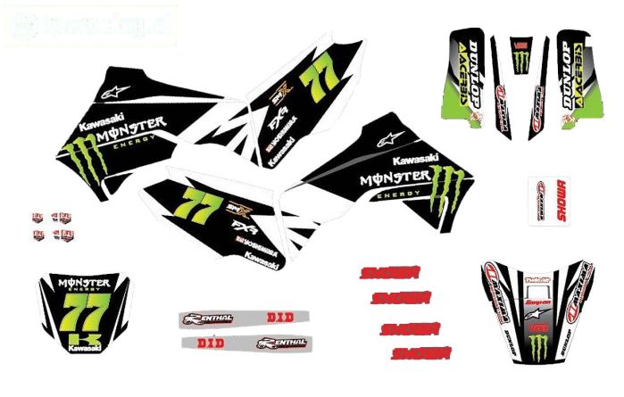 CS0980/50 PROMOTO stickers Kawasaki Noir, set