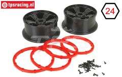 LOS45005 Velgen Zwart-Rood Ø120-B60 mm, Set
