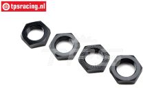 LOS-3677 LOSI 5IVE-T Aluminium Wielmoer zwart, 4 st.