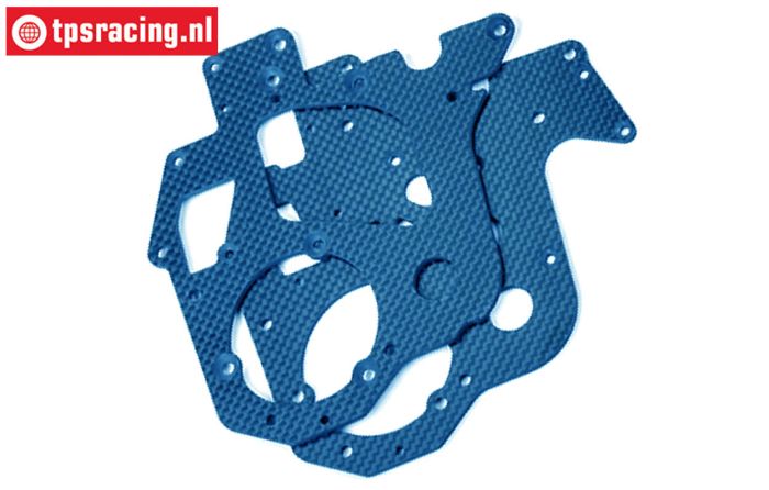 PROM057B PROMOTO Koolstof chassisplaten blauw, set