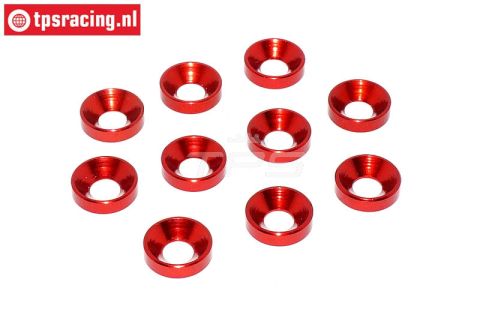 TPS1234/01 Alu verzonken ring Ø4 mm Rood, 10 st.