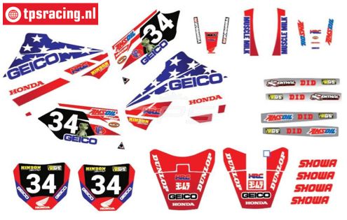 CS0980/58 PROMOTO stickers Honda GEICO USA, set
