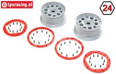 LOS45033 Velgen Grijs/Rood Ø120-B70 mm, Set