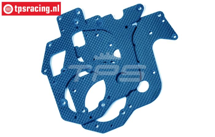PROM057B PROMOTO Koolstof chassisplaten blauw, set