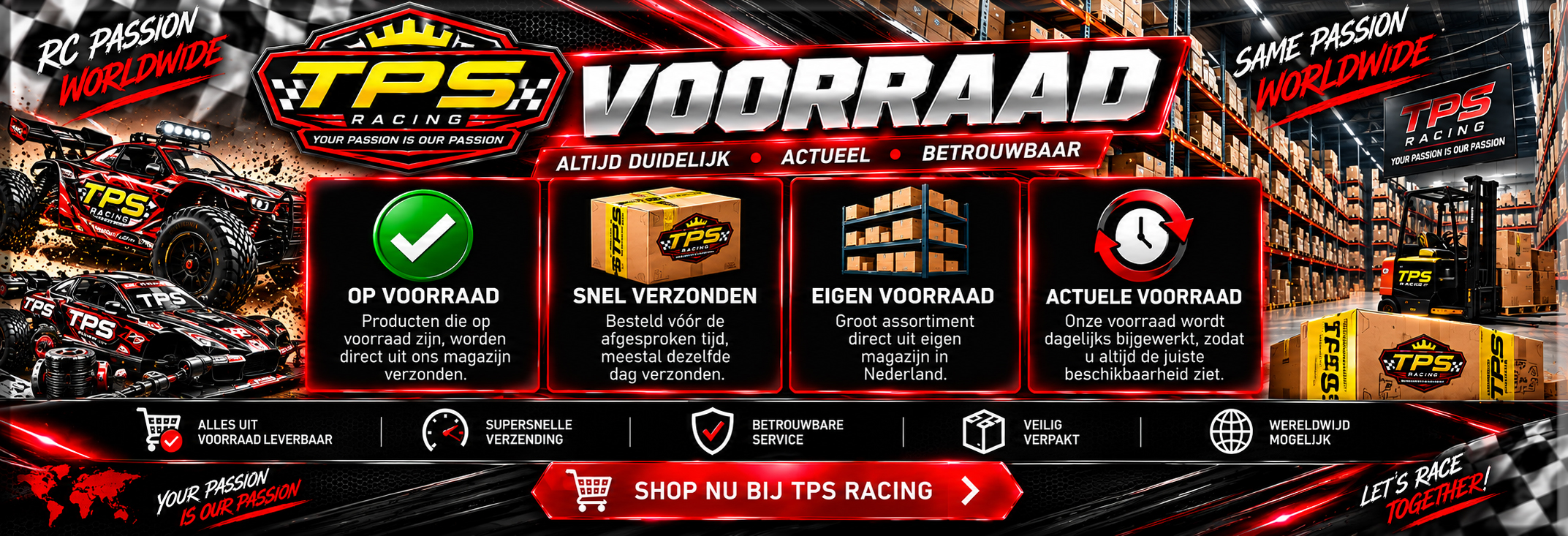TPS Racing winkel en magazijn – RC-shop met deskundig advies en grote voorraad