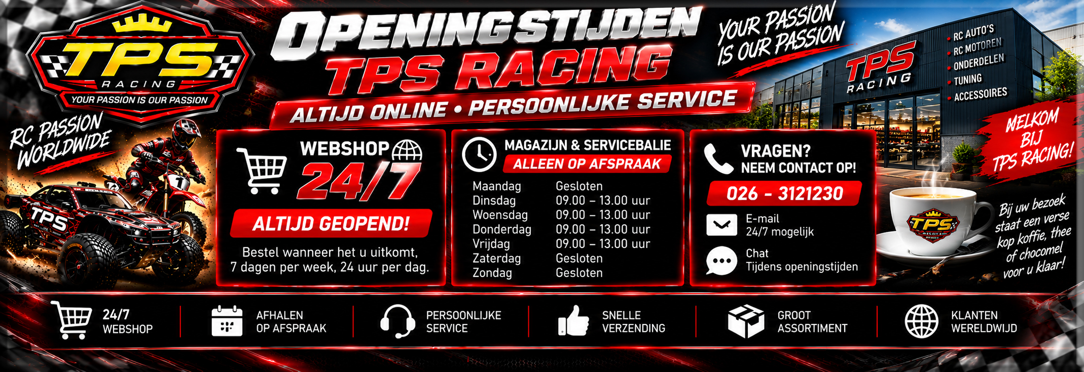 TPS Racing winkel en magazijn – RC-shop met deskundig advies en grote voorraad