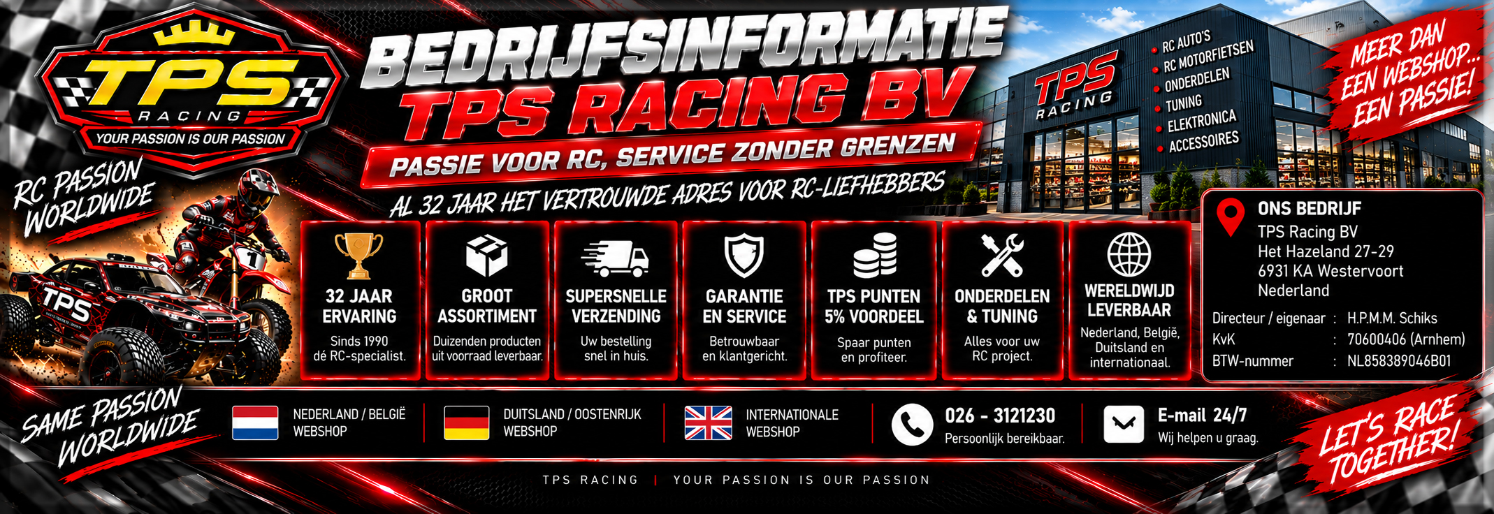 TPS Racing winkel en magazijn – RC-shop met deskundig advies en grote voorraad